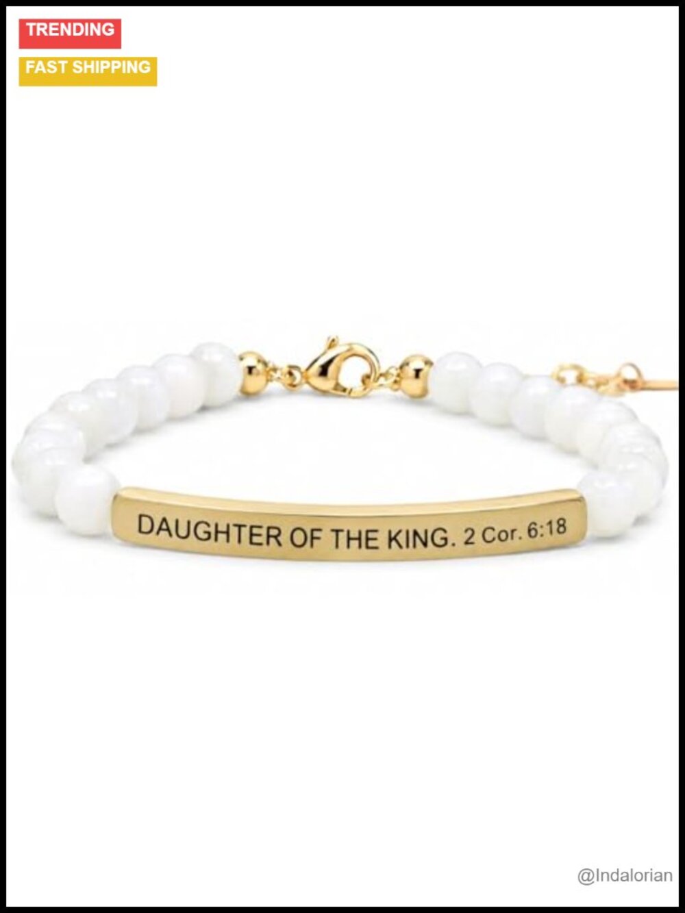 Daughter of the King Christian Stretch Bracelet Natural Mother of Pearl